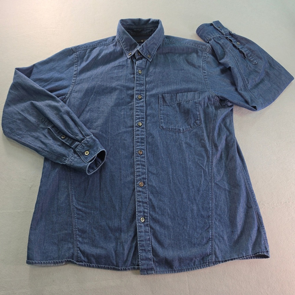 Uniqlo +J Jil Sander Mens Blue Denim Button Down Shirt Medium 331-158391